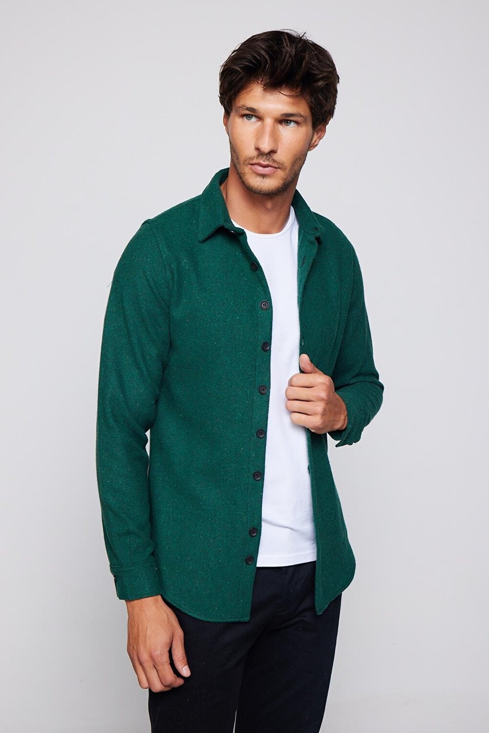 

Обычная зимняя зеленая мужская рубашка Slim Fit Lumberjack TUDORS