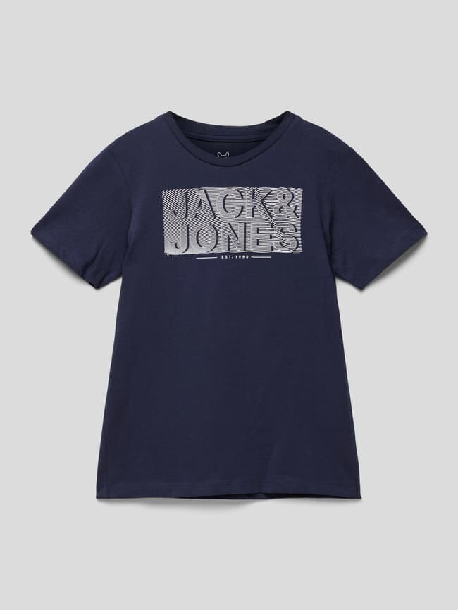 

Футболка с принтом этикетки Jack & Jones, темно-синий