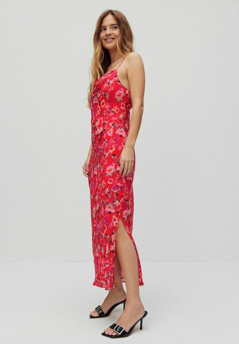 

Платье макси NAOMI SATIN FLORAL SLIP STOCKH LM Studio, темно-красный