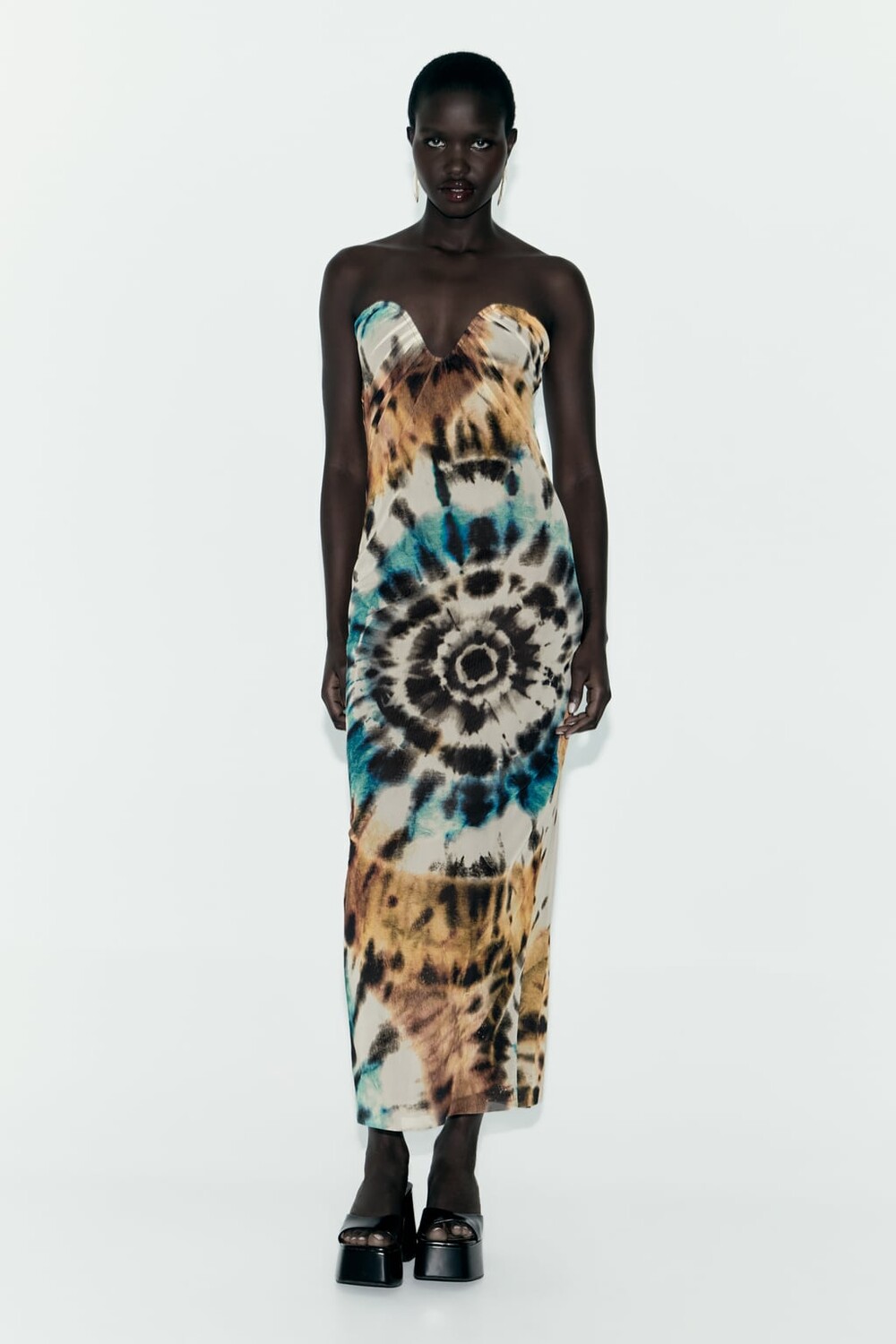 

Облегаемое платье из тюля без бреточек tie dye ZARA, оранжевый