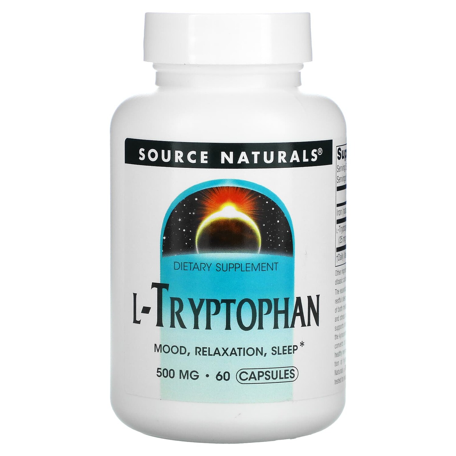 

L-триптофан, 500 мг, 60 капсул, Source Naturals