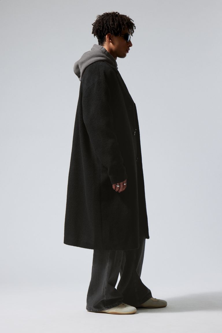 Шерстяное пальто albin H&M, черный шерстяное пальто albin h