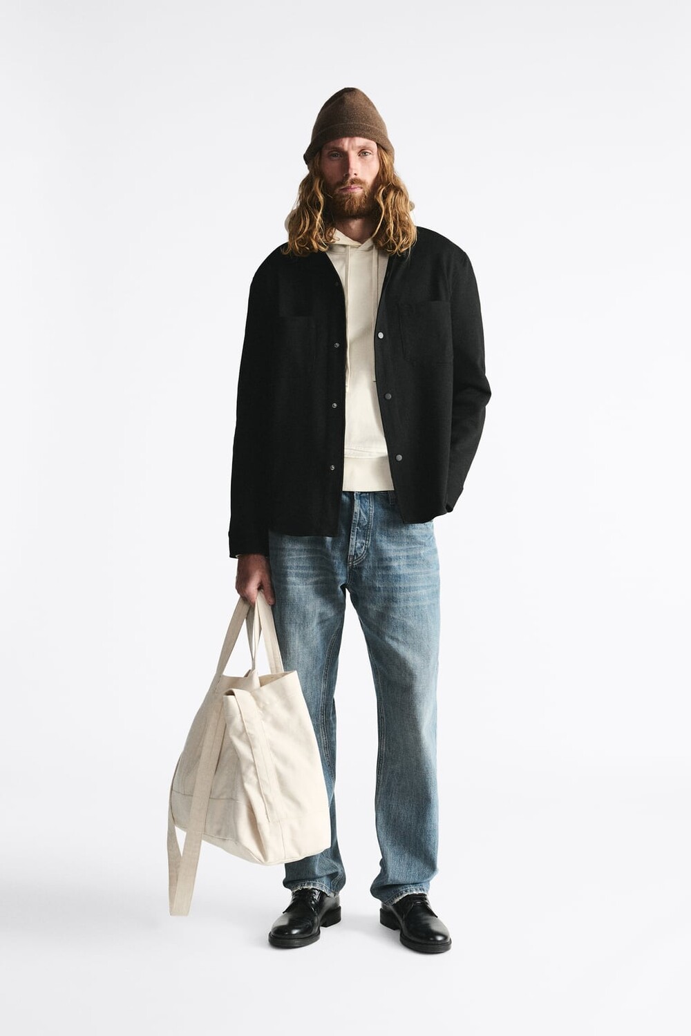 

Рубашка comfort с карманами ZARA, черный