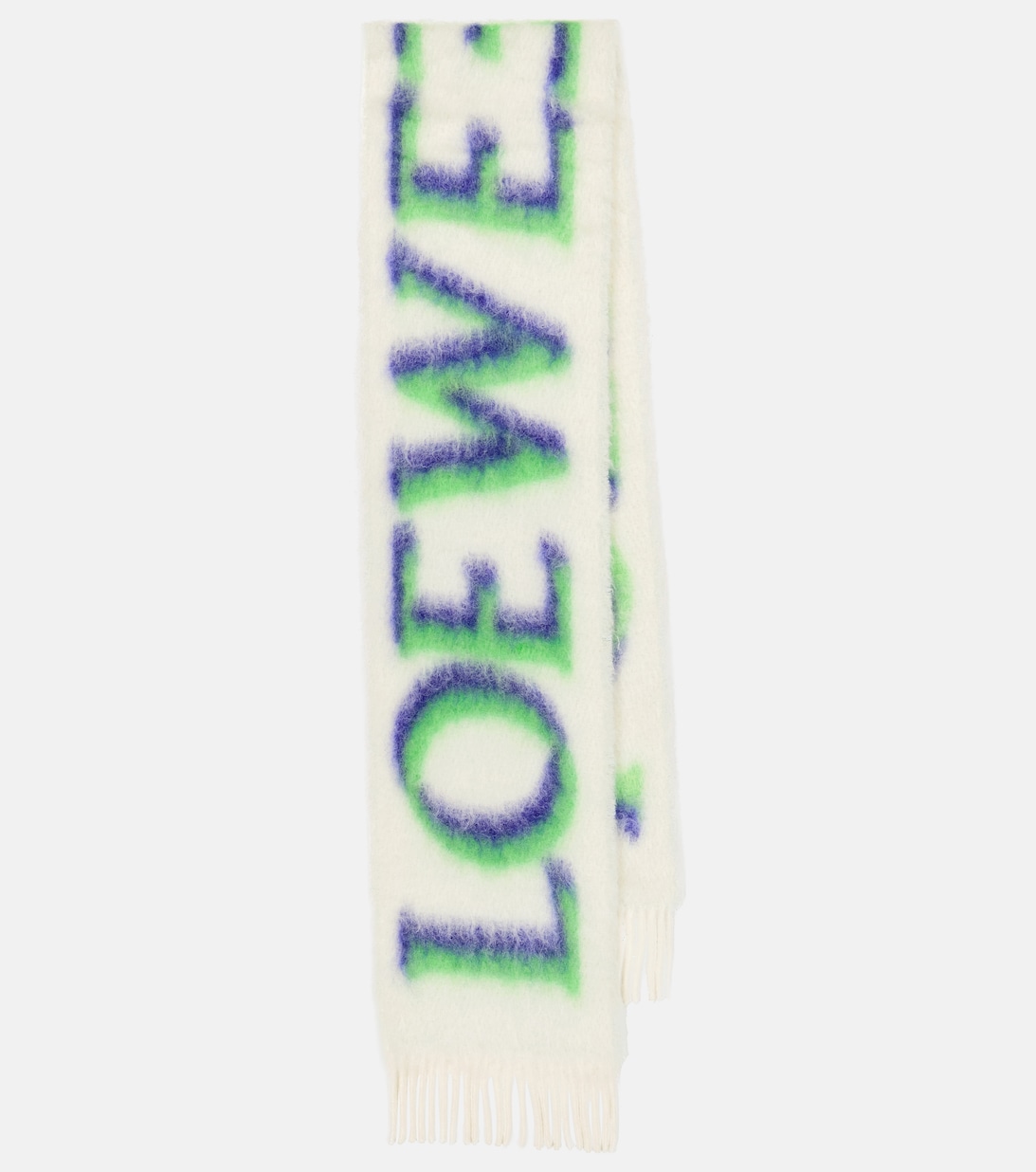 Шарф интарсия из смесовой шерсти Loewe, белый шарф loewe из смесовой шерсти с принтом цвет белый зеленый