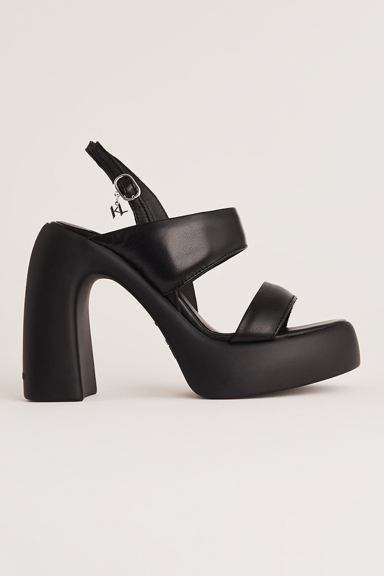 Кожаные сандалии массивного дизайна Karl Lagerfeld, черный