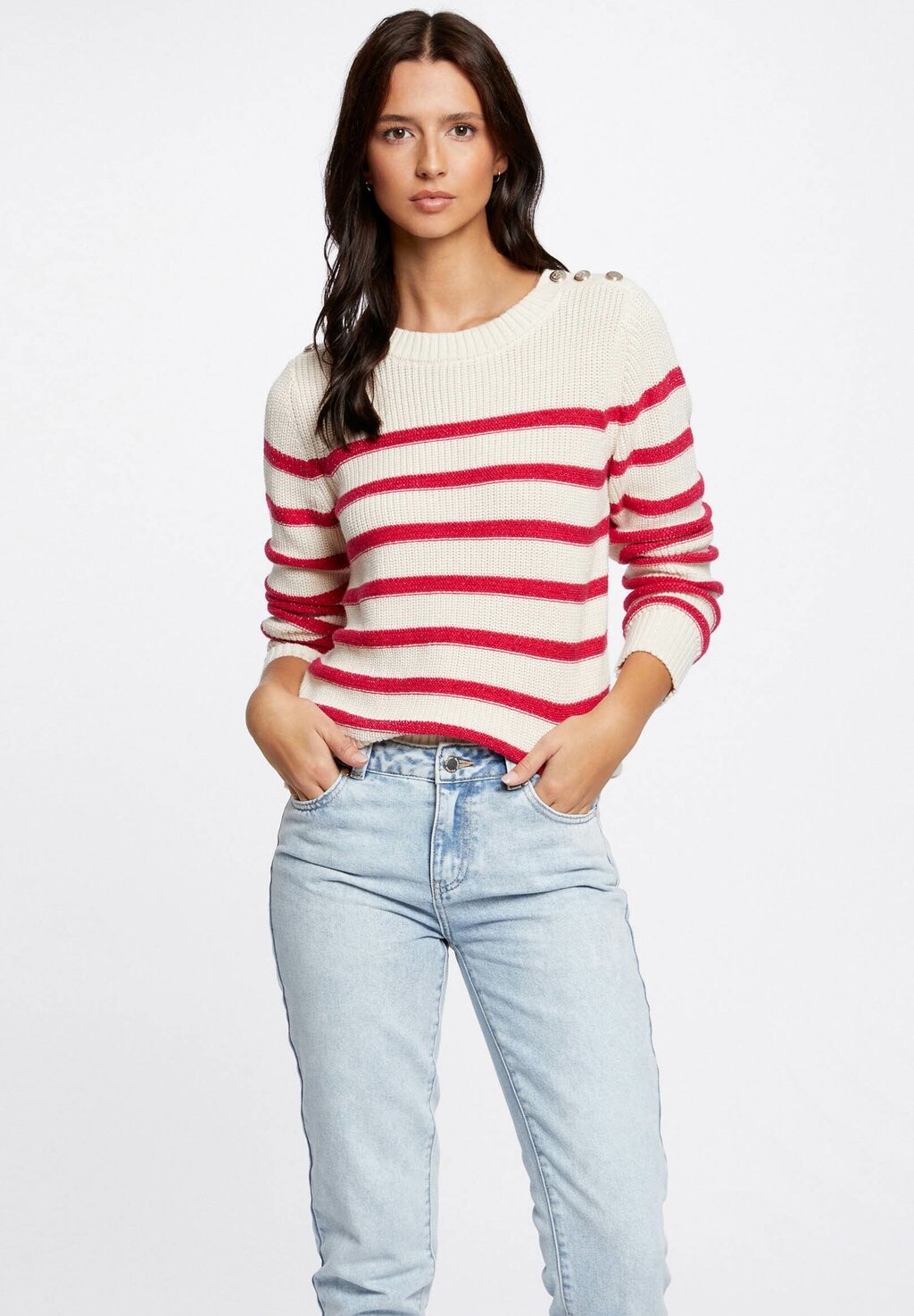 

Свитер Long-Sleeved With Stripes Morgan, Слоновая кость, Бежевый
