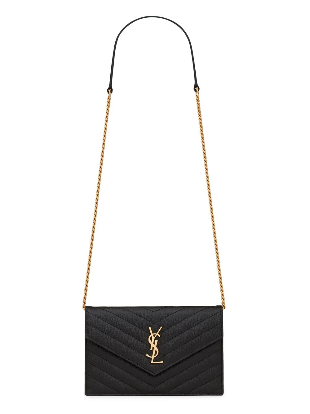 

Кошелек-цепочка Cassandre Matelassé Envelope из кожи с тиснением Grain De Poudre Saint Laurent