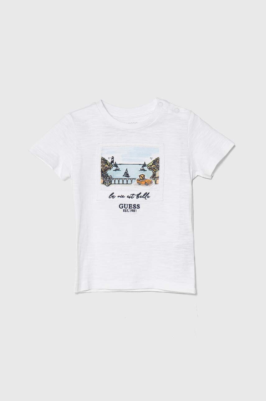 

Детская хлопковая футболка Guess, белый