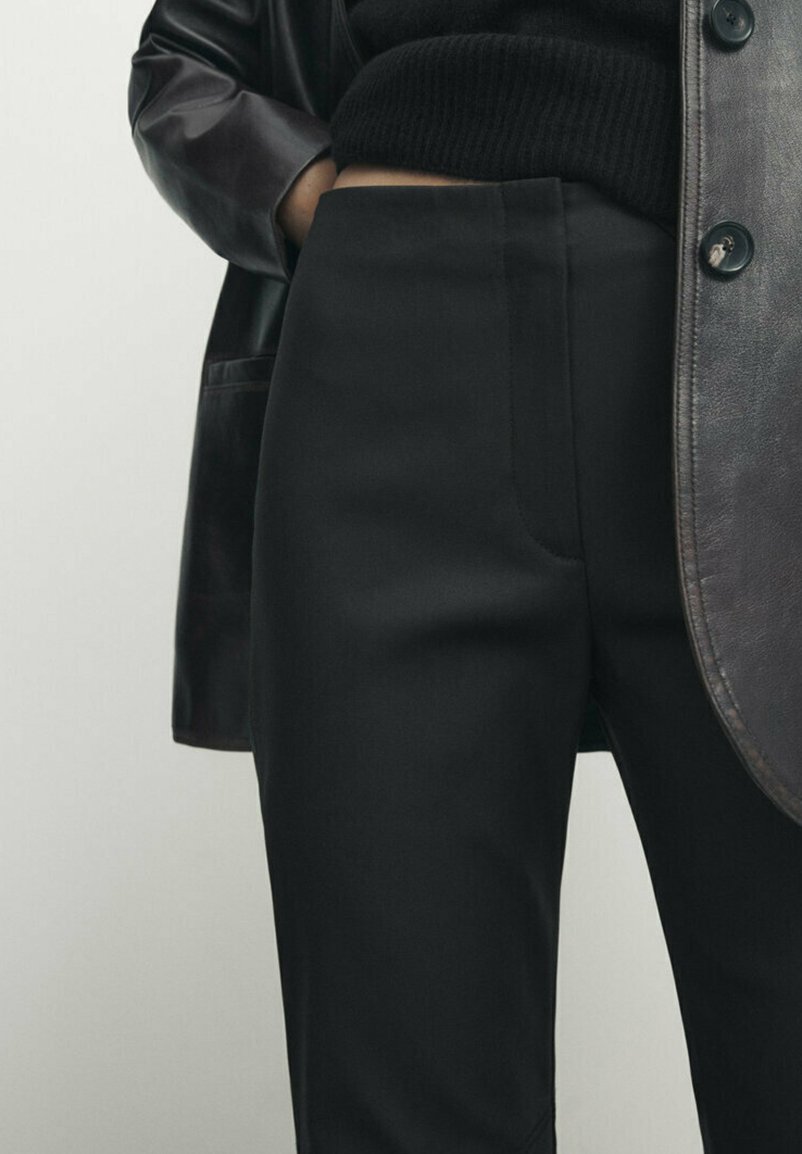 Брюки WITH STITCHING DETAIL Massimo Dutti, черный брюки massimo dutti slim fit needlecord with seam detail бежевый