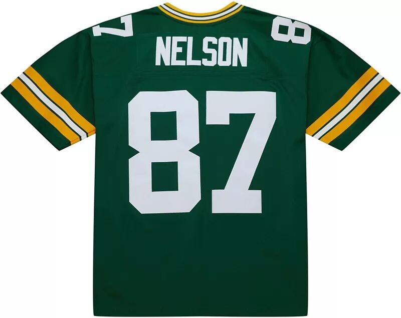 

Мужская футболка Mitchell & Ness Green Bay Packers Jordy Nelson № 87 2010 Green Throwback