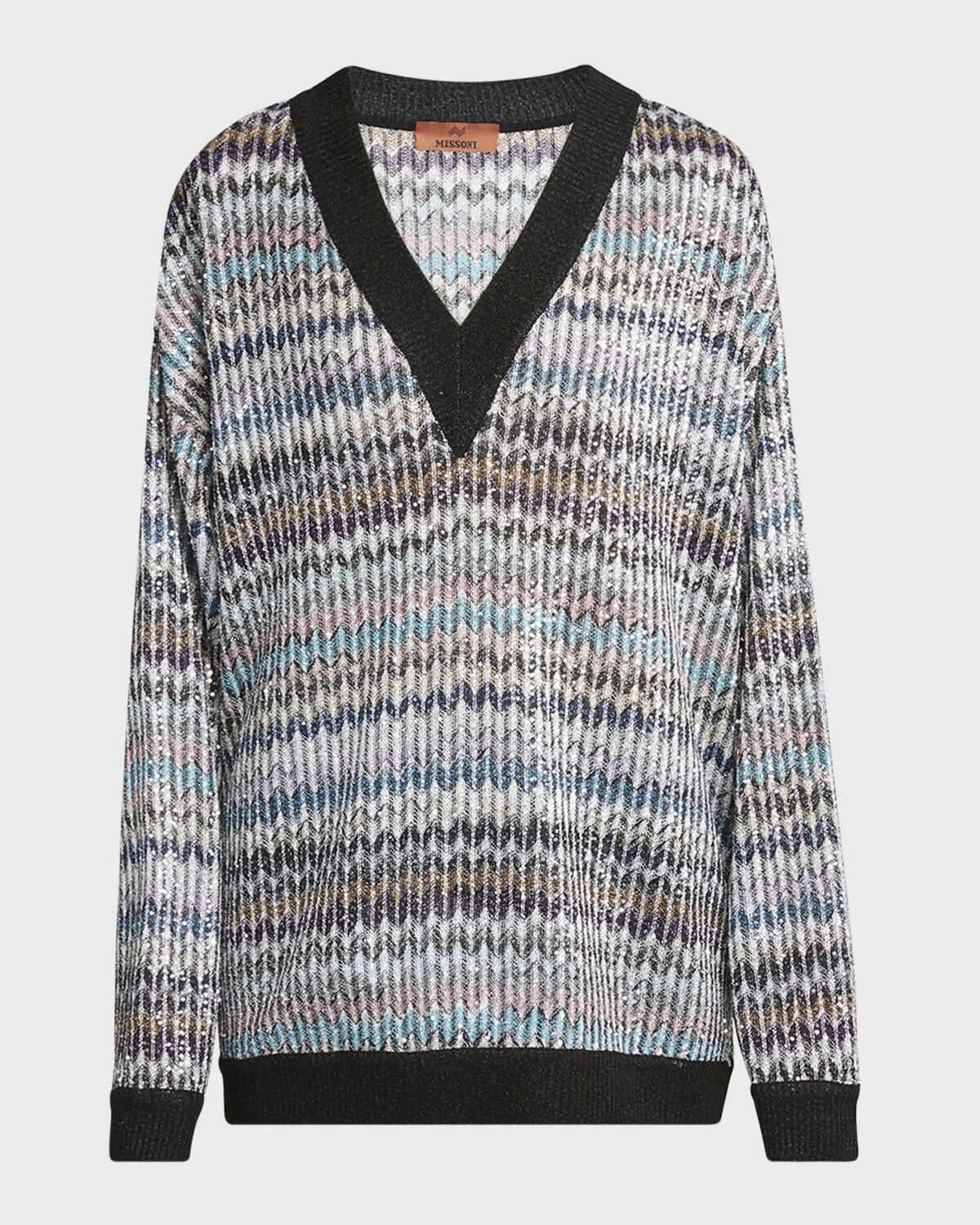 

Свитер с v-образным вырезом шевронной вязки Missoni, цвет Chevron Multi