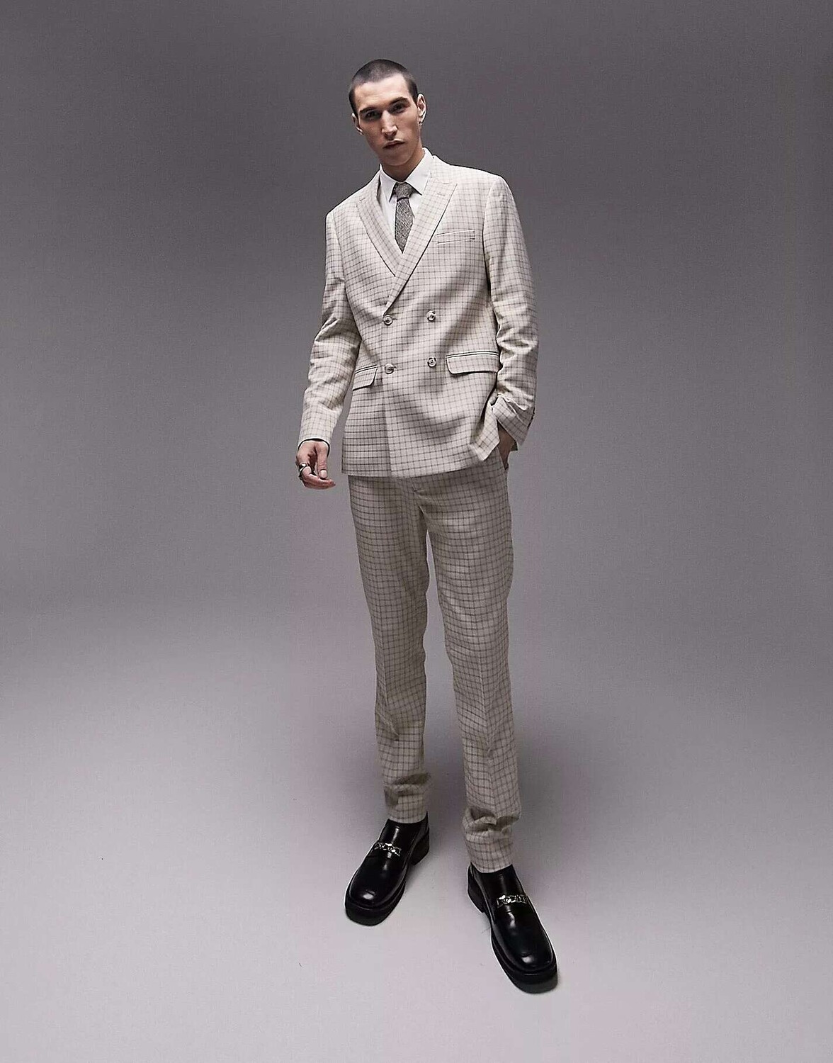 

Коричневые брюки скинни в клетку Topman, Коричневый