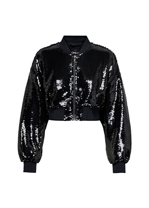 

Облегающая женская куртка антрацитового цвета ONLALICE SEQUINS BOMBER OTW Only, антрацитовый