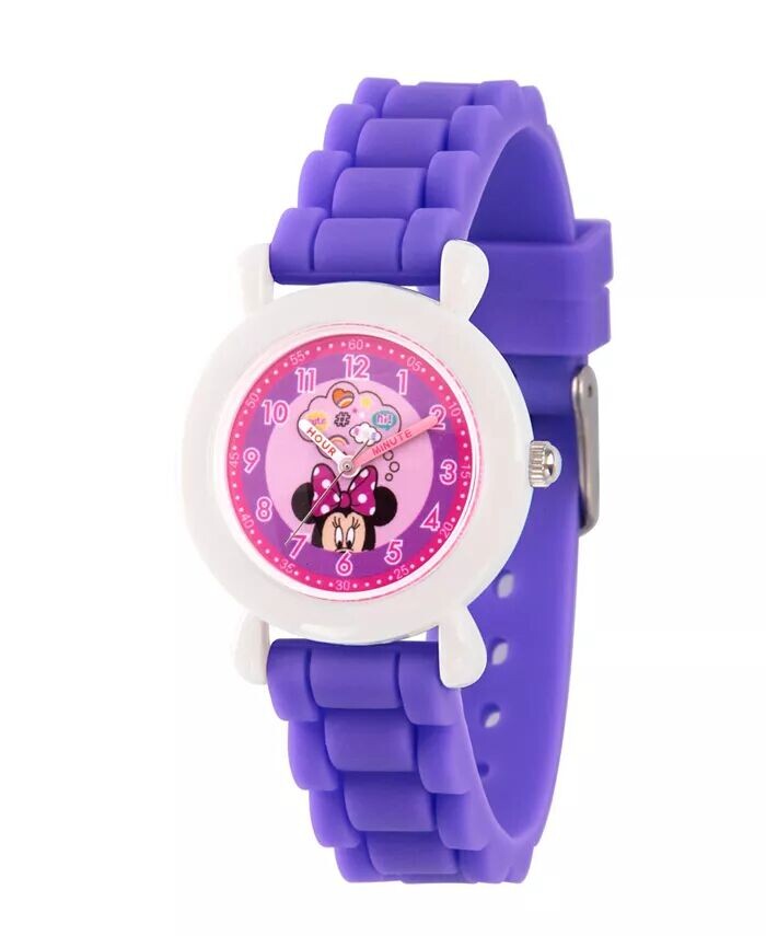 

Часы Disney Minnie Mouse для девочек, фиолетовые пластиковые часы Time Teacher с ремешком, 32 мм ewatchfactory, фиолетовый