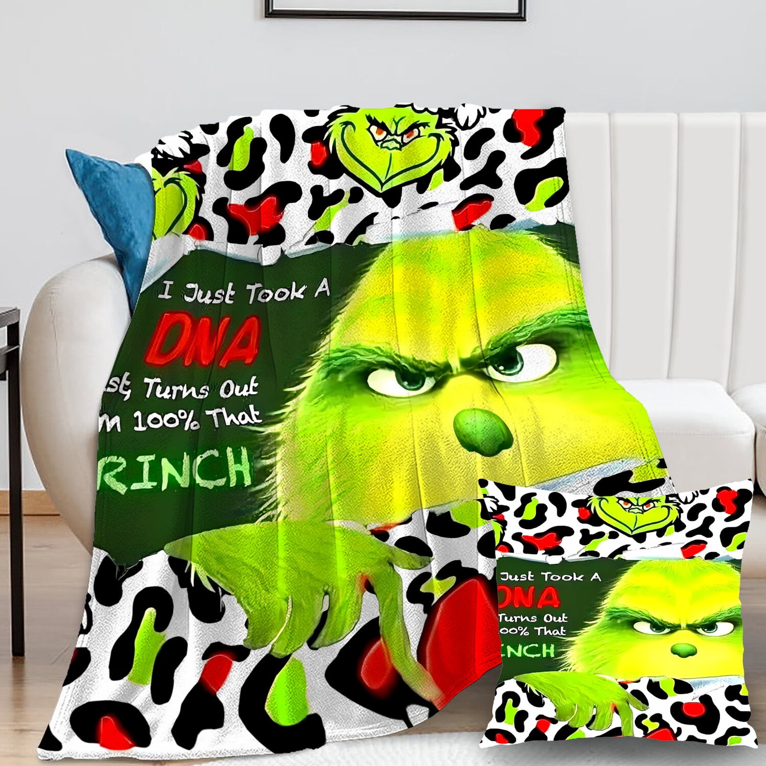 

Одеяло с наволочкой Grinch Kufutee, белый / зеленый