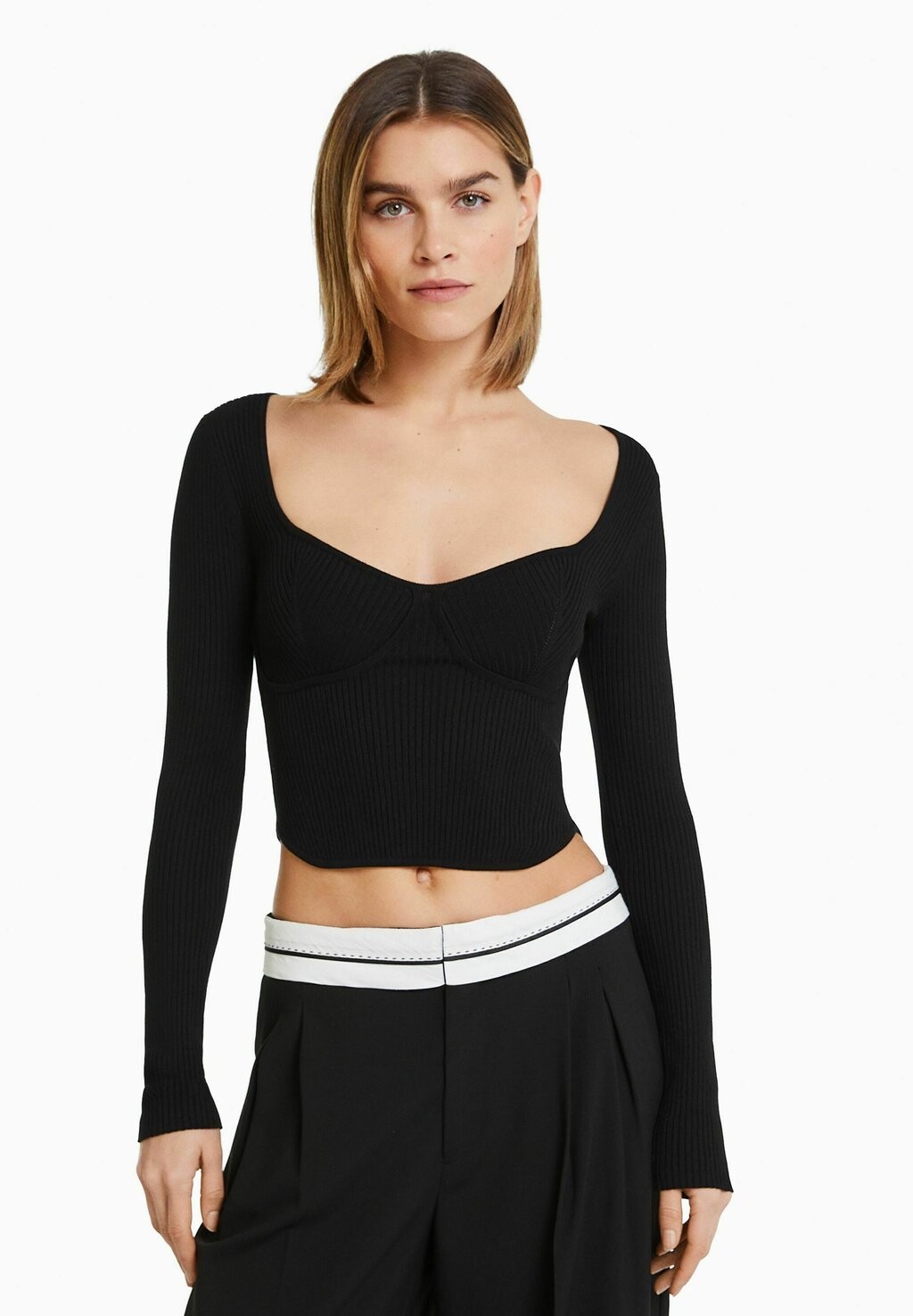 

Рубашка с длинным рукавом Bershka, черный