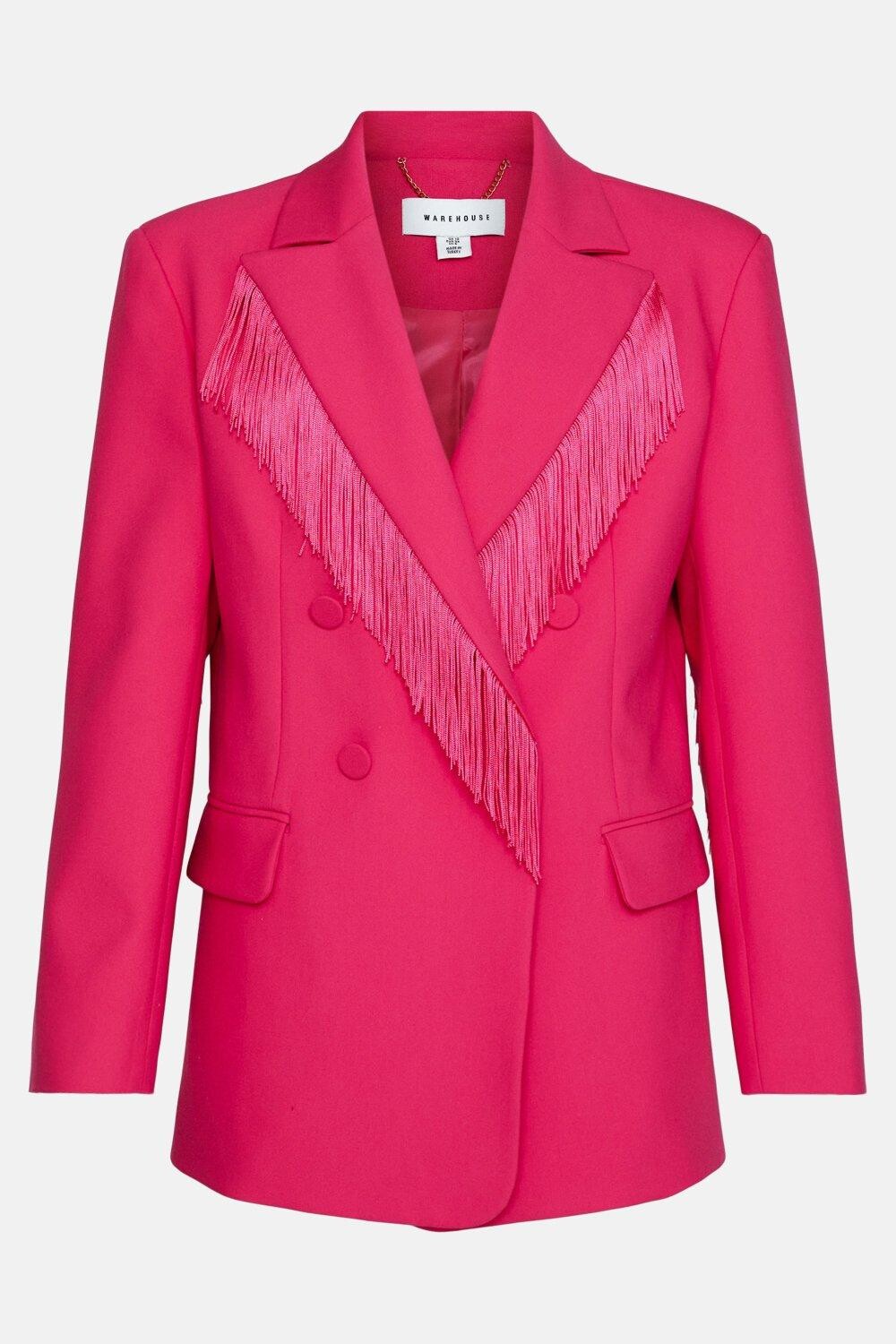 

Большой блейзер Kara Rose с бахромой Warehouse, розовый