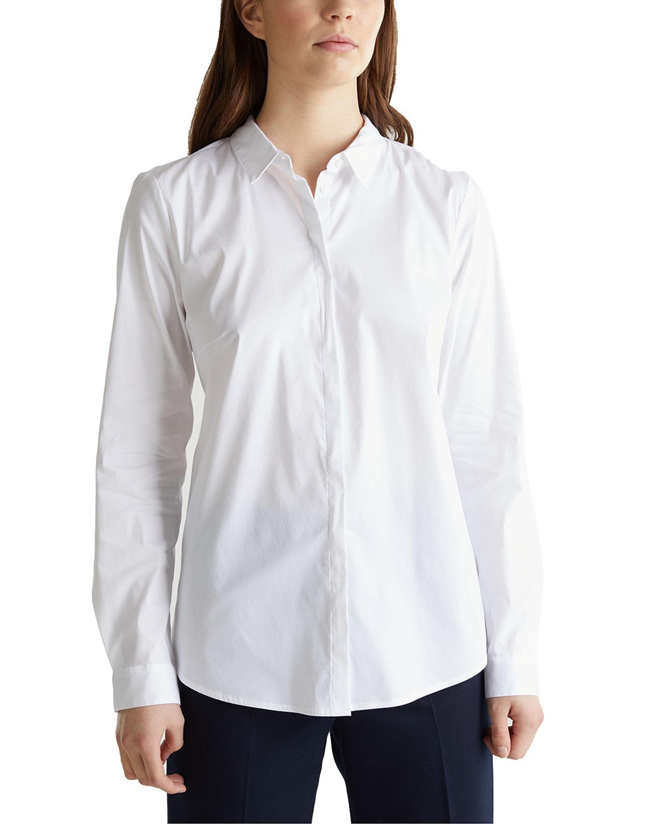 Базовая женская рубашка с длинным рукавом Esprit, белый рубашка однотонная с длинными рукавами 0 xs белый