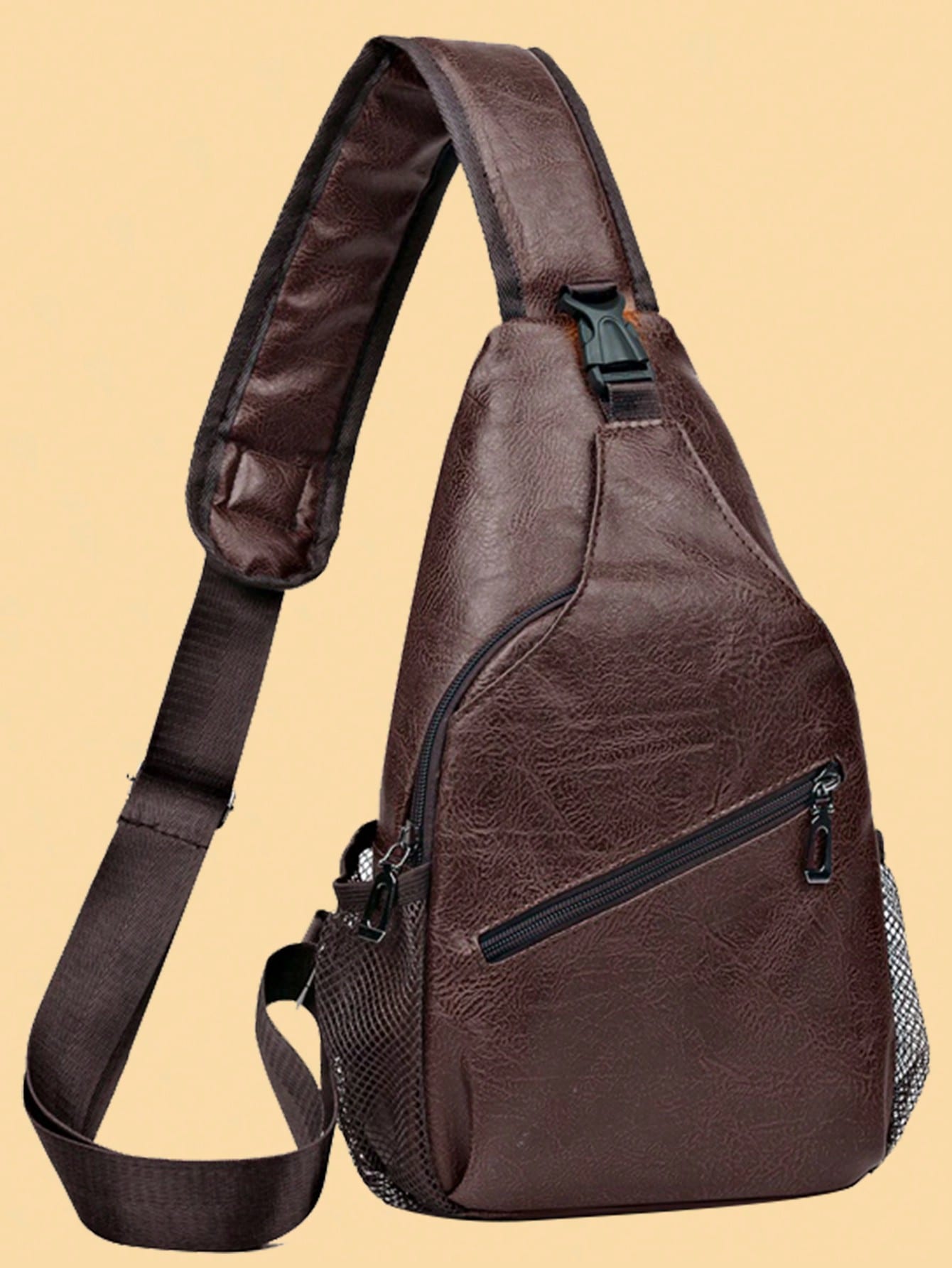 Нагрудная сумка из искусственной кожи, коричневый красная нагрудная сумка через плечо с двойным быком мужской крутой рюкзак на плечо для походов