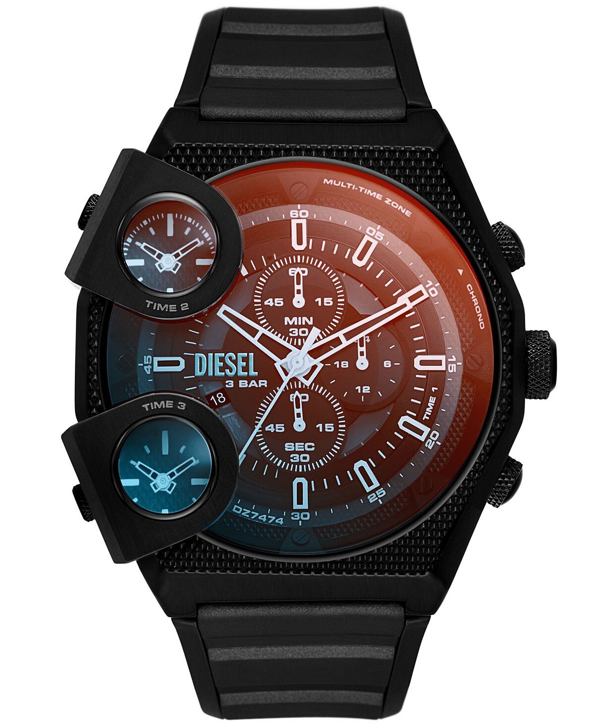 

Мужские часы с хронографом, черные силиконовые, 51 мм Diesel