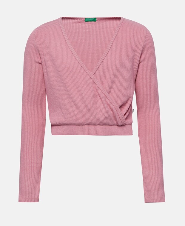 

Топ с длинными рукавами United Colors of Benetton, розовый