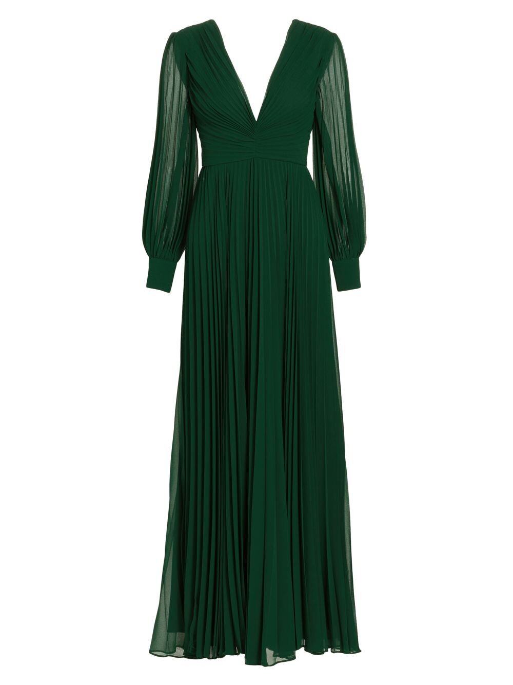 

Плиссированное платье с V-образным вырезом Badgley Mischka
