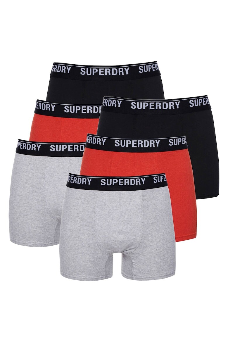 

Боксеры с логотипом на поясе - 6 пар Superdry, черный