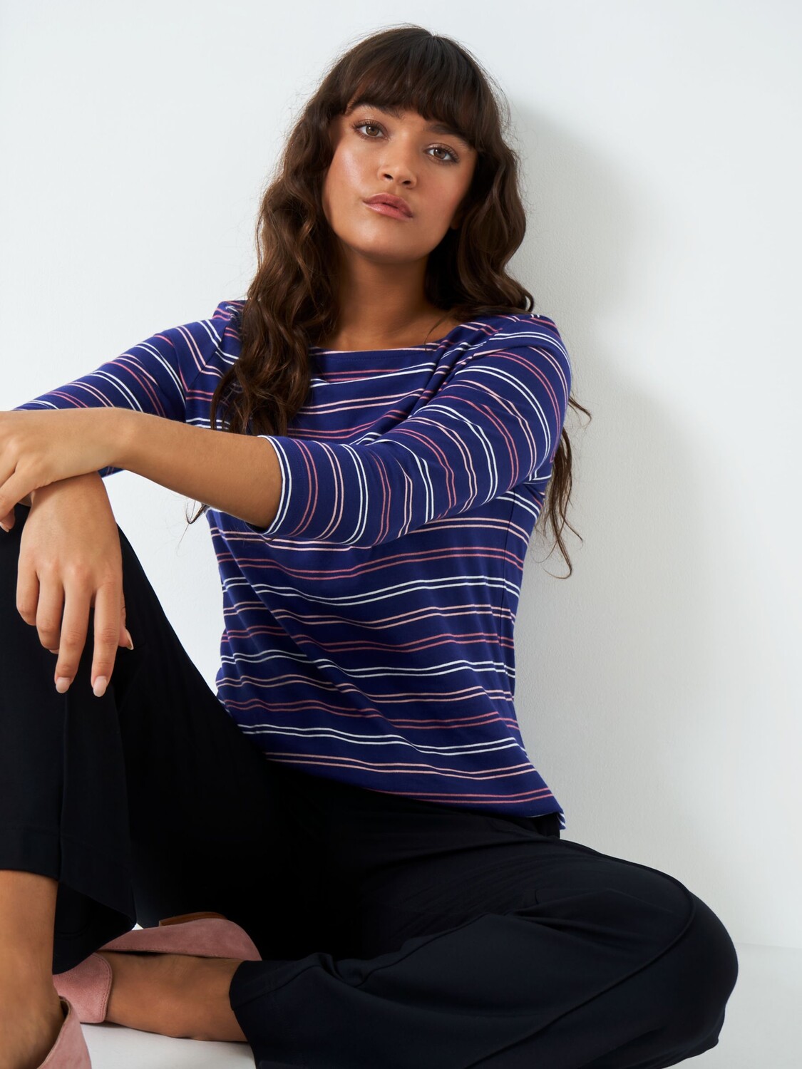 

Топ в полоску Essential Breton Crew Clothing, синий/мульти