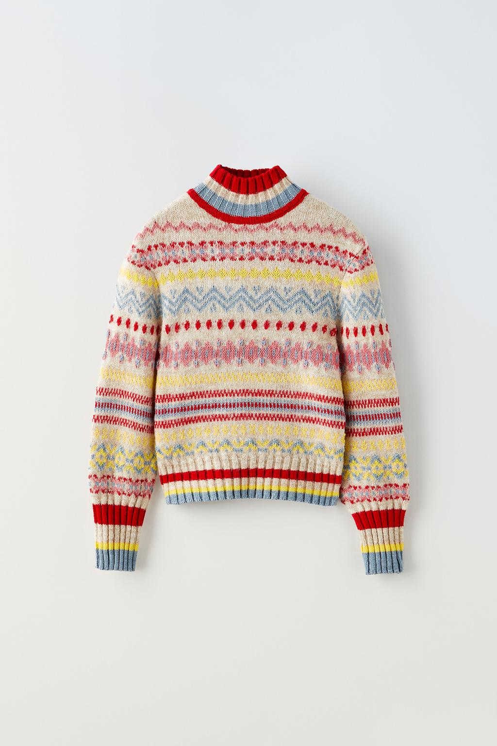 Лыжный свитер ретро трикотажный ZARA, бежевый свитер женский осенне зимний новый свитер утепленный топ с длинными рукавами вязаная рубашка трикотажный кардиган