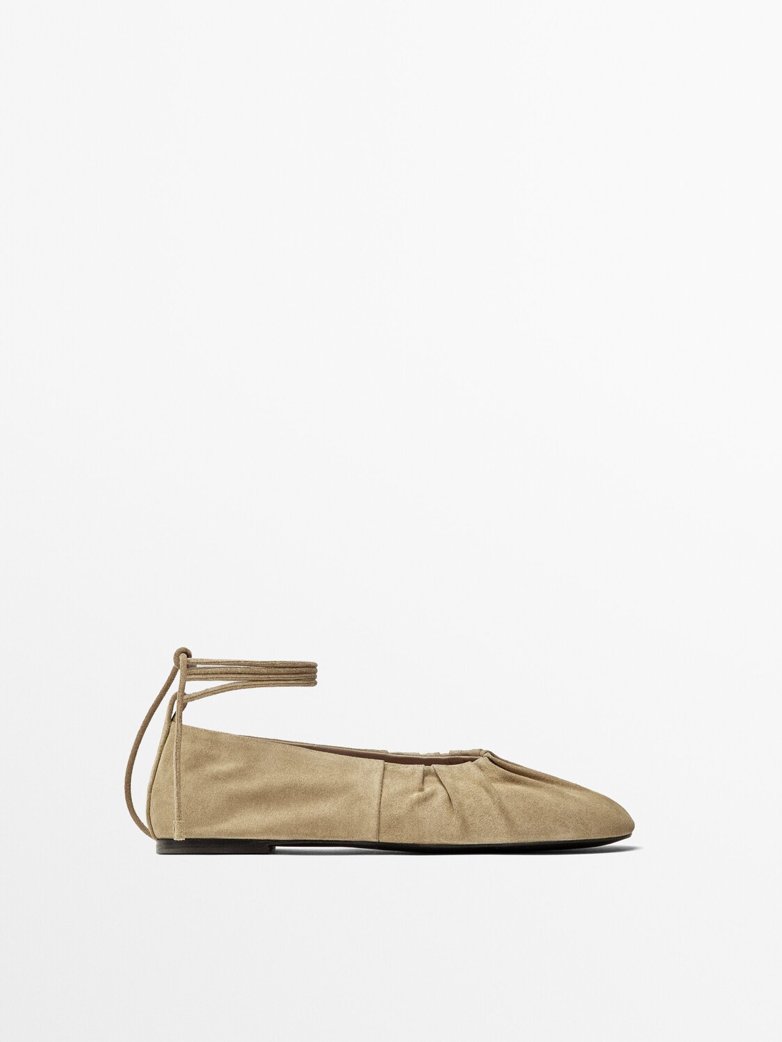 

Балетки на шнуровке со сборками Massimo Dutti, желтый