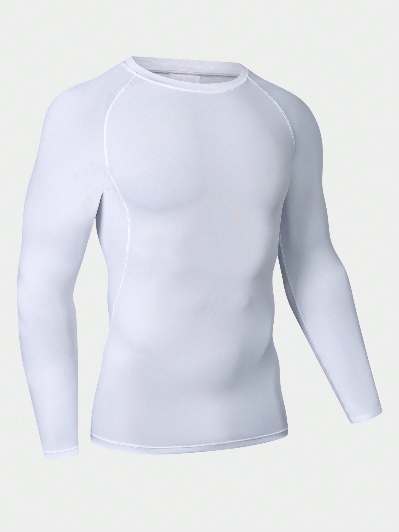 Мужская эластичная компрессионная рубашка для фитнеса с длинными рукавами, белый фото
