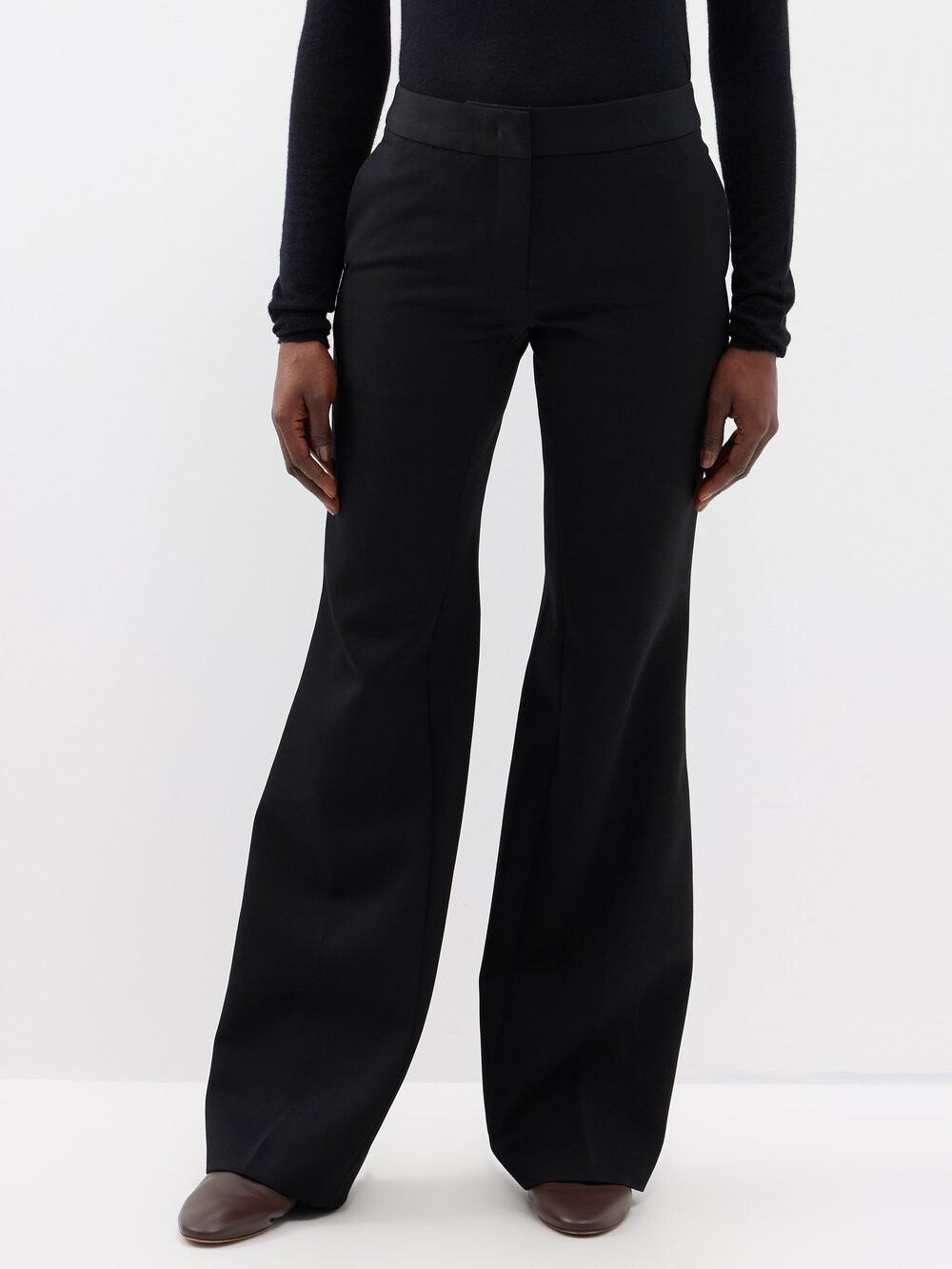 

Расклешенные брюки из шерстяного твила Jil Sander, черный