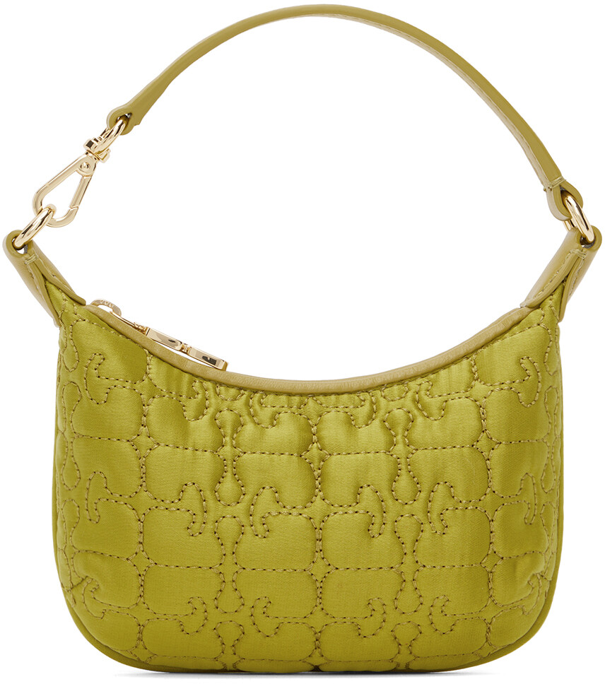 

Миниатюрный плоский атласный клатч Green Butterfly Ganni