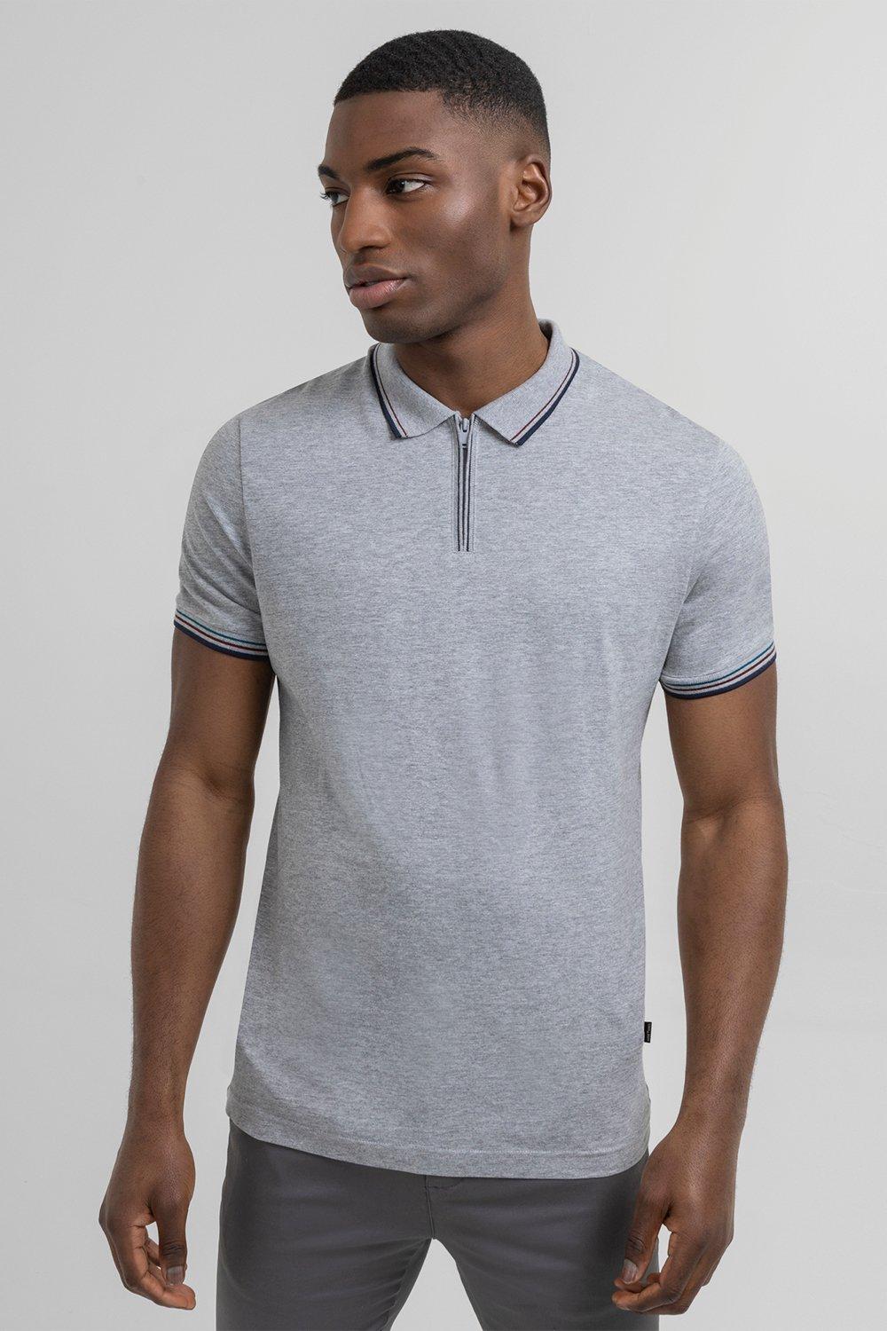 цена Рубашка-поло с коротким рукавом и контрастной ребристой отделкой Steel & Jelly, серый