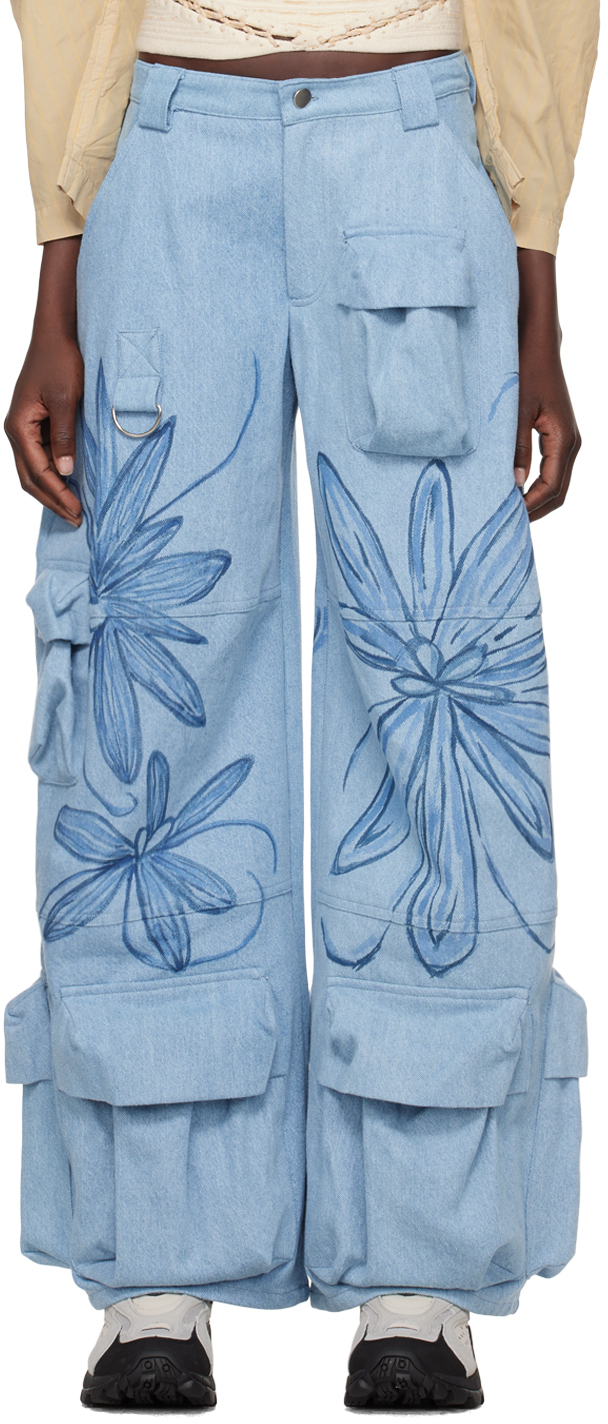 Синие садовые джинсы Collina Strada, цвет Flower Burst Blue