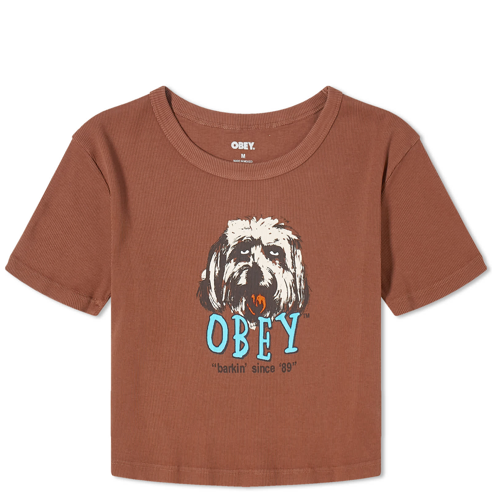 Футболка Obey Barkin’ Since ‘89 Cropped, цвет Sepia поясная сумка obey clothing