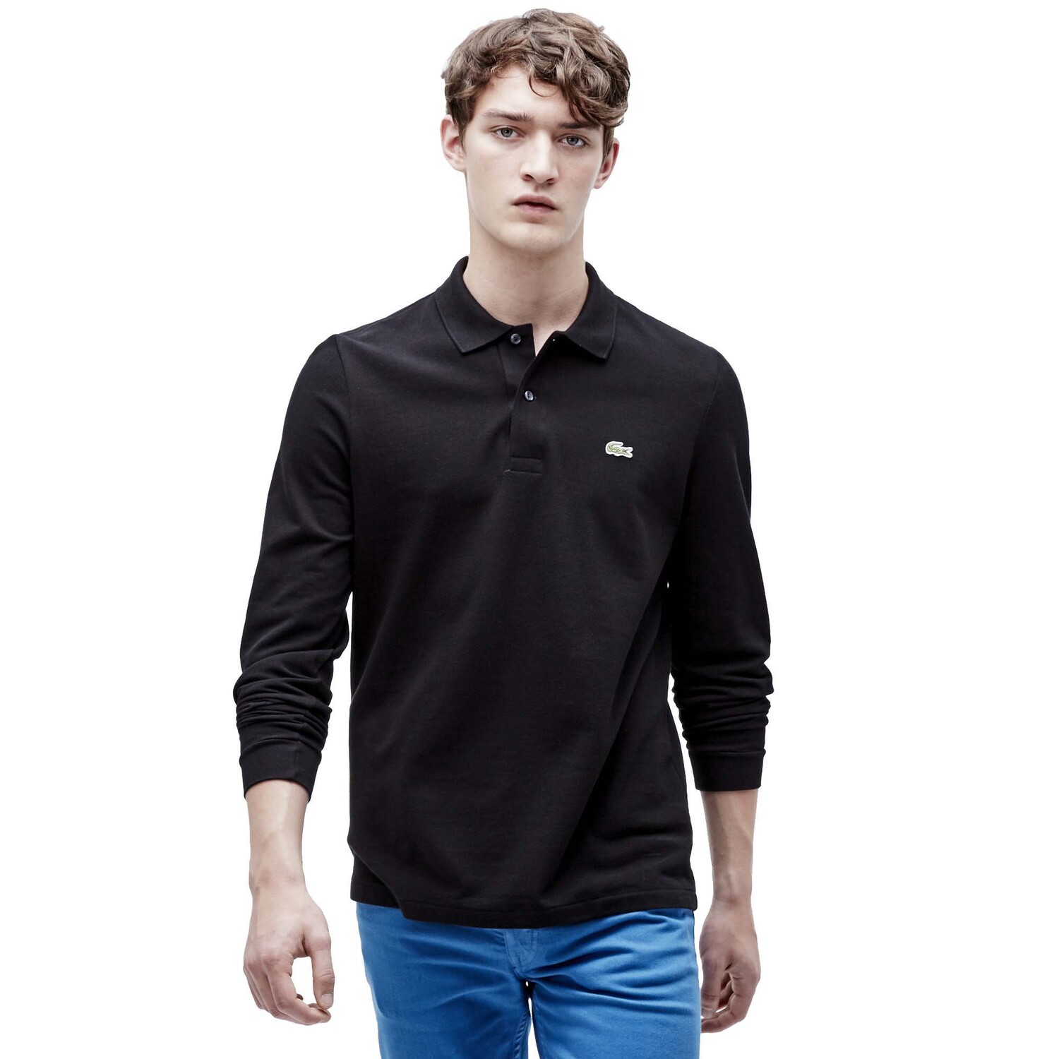 

Рубашка поло с длинным рукавом Lacoste Classic Fit, черный