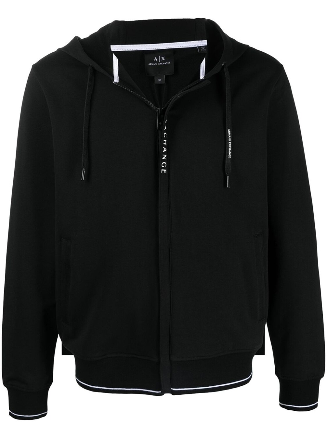 

Armani Exchange худи на молнии с логотипом, черный