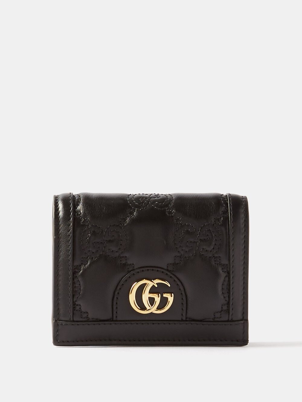 

Картхолдер из кожи матлассе с узором gg Gucci, черный