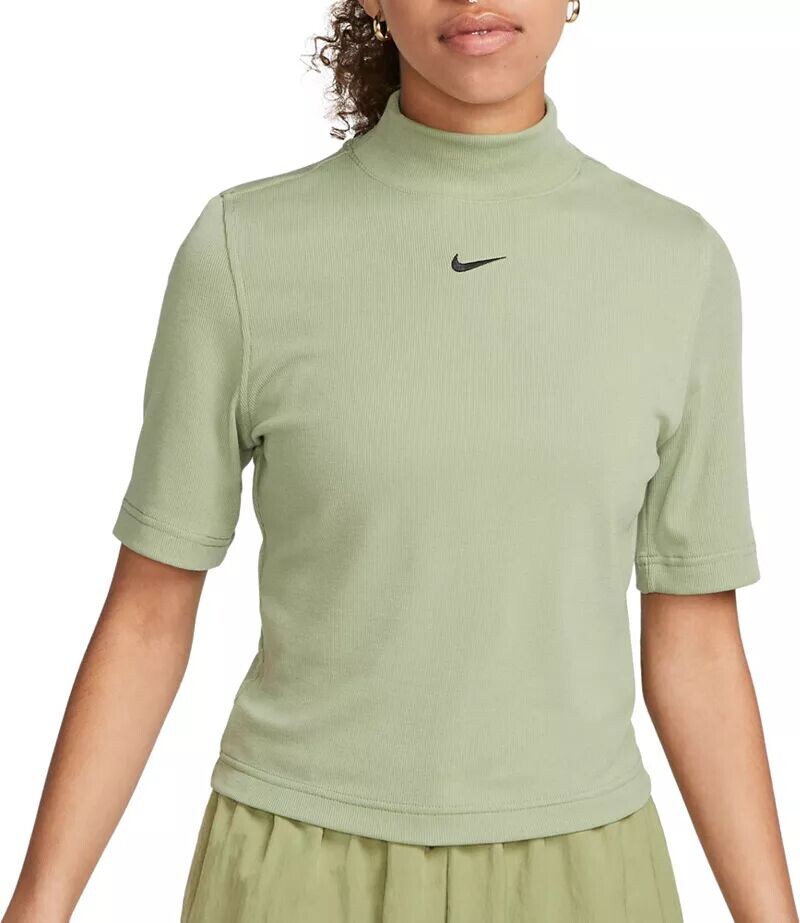 

Женская рубашка Nike Sportswear Essentials в рубчик с короткими рукавами и воротником-стойкой