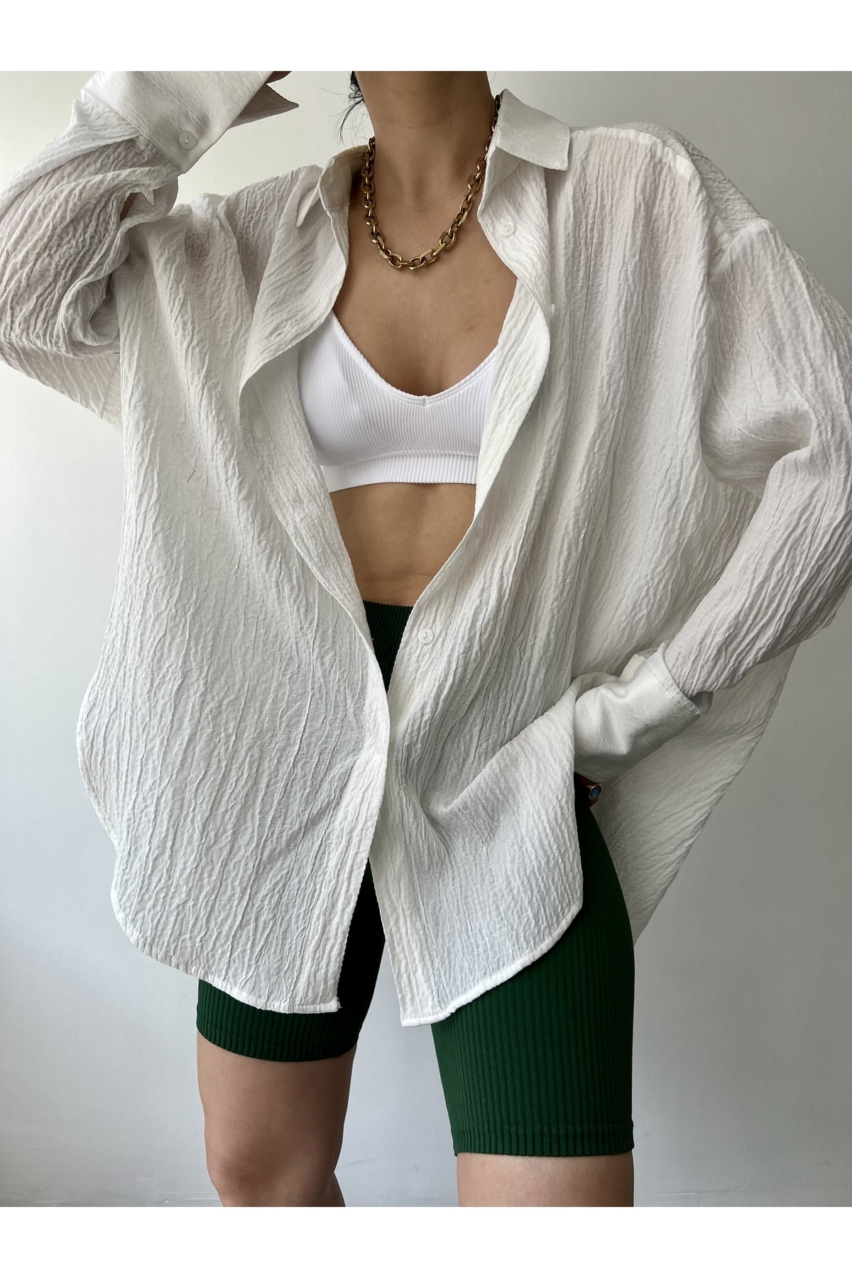 Женская белая рубашка оверсайз Durres Mai Collection, белый бежевая льняная рубашка оверсайз durres mai collection бежевый