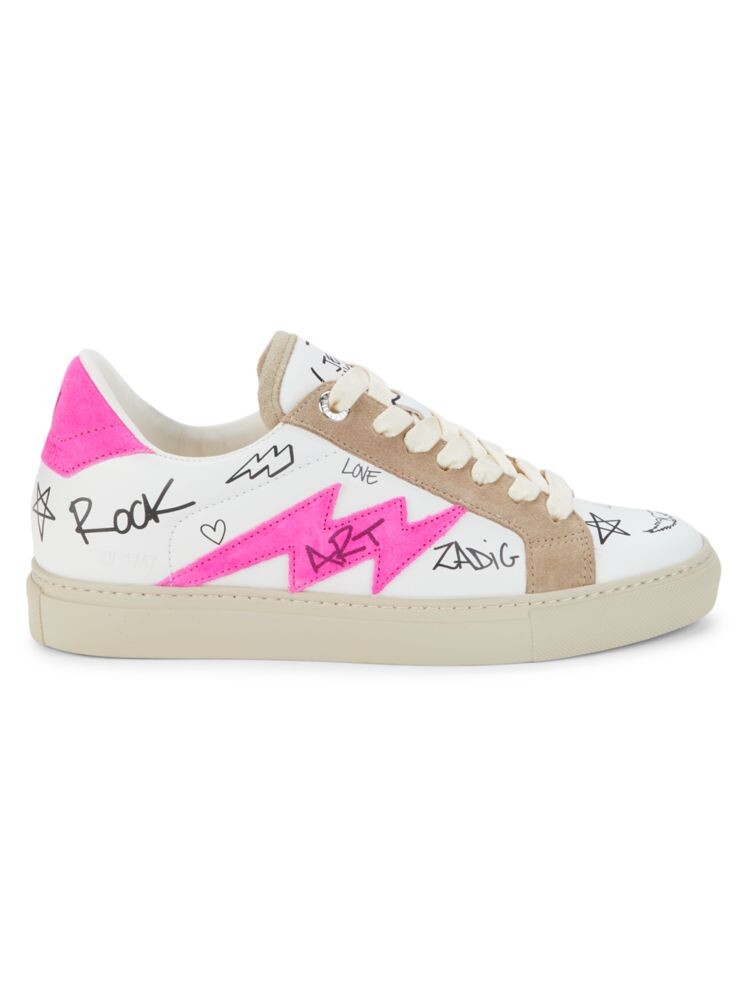 

Кроссовки из кожи и замши с логотипом Zadig & Voltaire, цвет Light Pink, Розовый