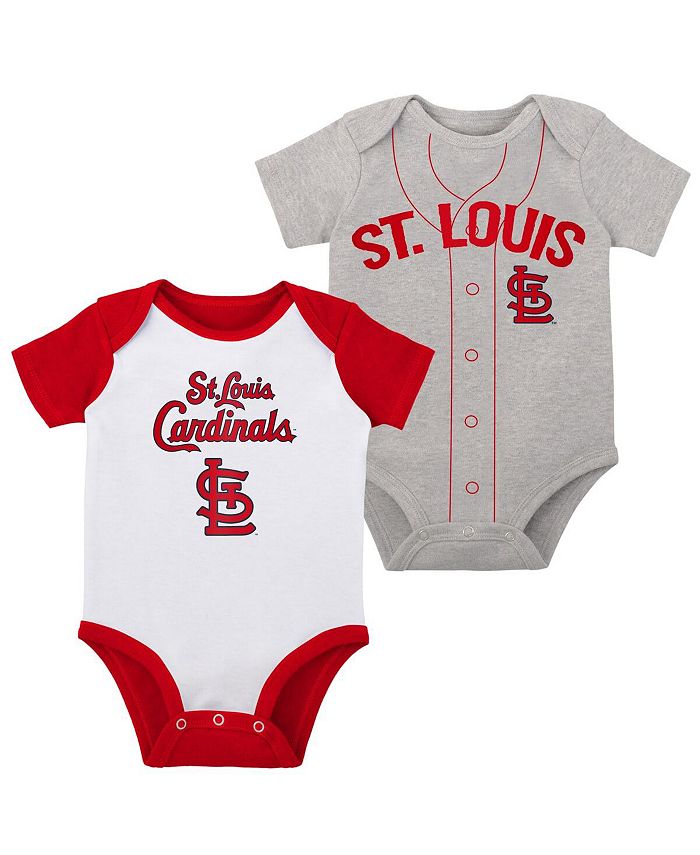 Комплект из двух боди Little Slugger St. Louis Cardinals белого и серого цвета для новорожденных для мальчиков и девочек Outerstuff, белый