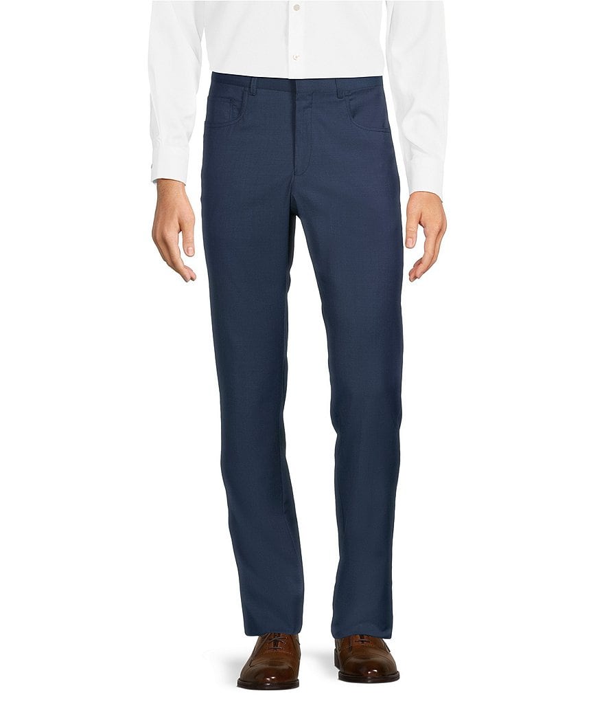 Однотонные классические брюки с плоской передней частью Hart Schaffner Marx New York, синий