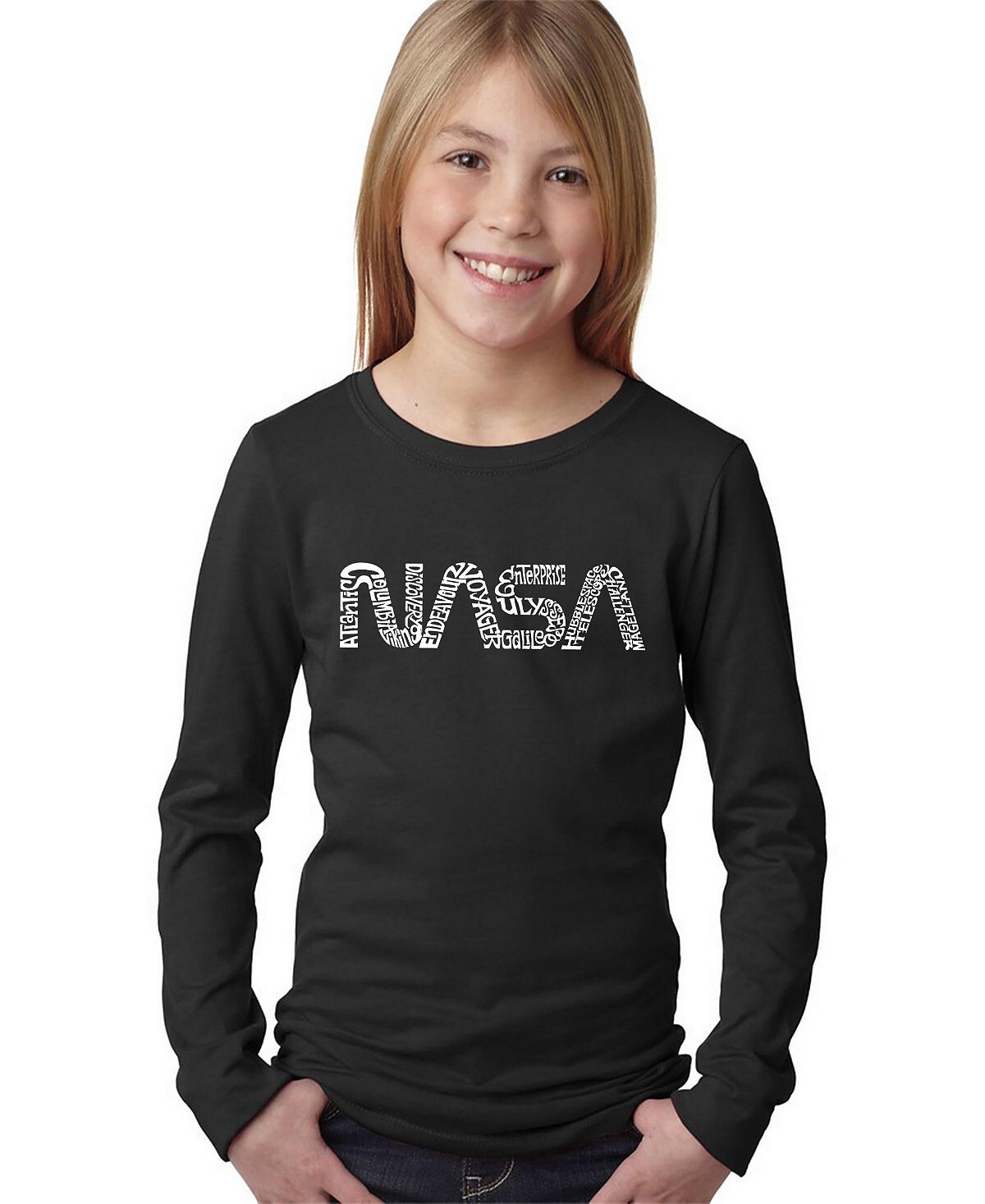 

Футболка с длинным рукавом Big Girl's Word Art — Worm Nasa LA Pop Art