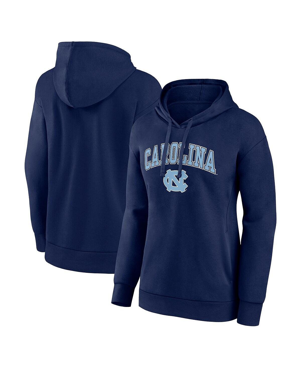 

Женский пуловер с капюшоном темно-синего цвета с логотипом North Carolina Tar Heels Evergreen Campus Fanatics, темно-синий