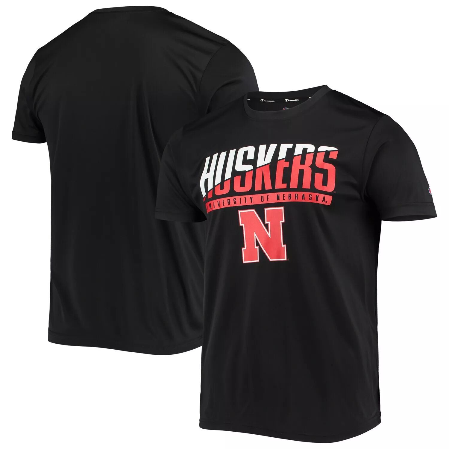 

Черная мужская футболка Champion Nebraska Huskers Team с надписью Slash, Черный