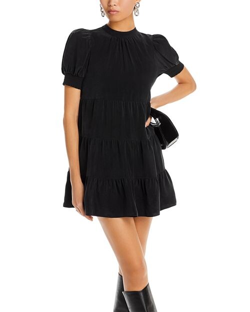 

Платье-трапеция Dorine с пышными рукавами Alice and Olivia, цвет Black