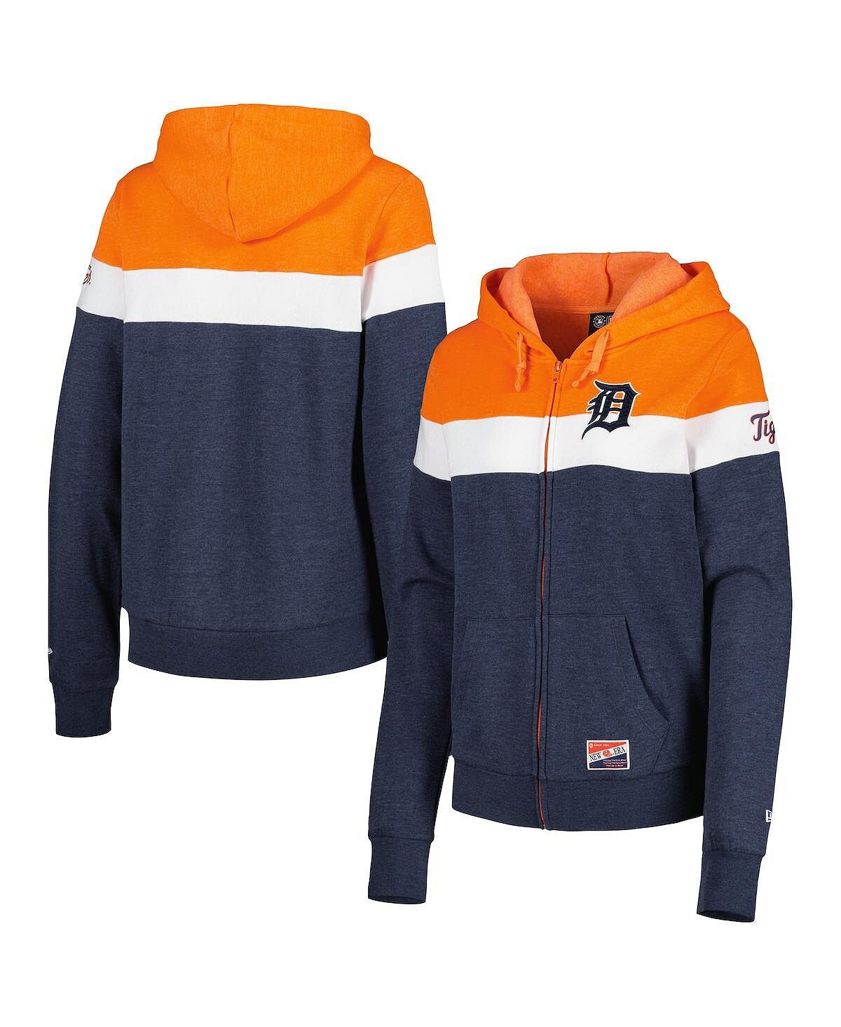 

Женская темно-синяя куртка с капюшоном и молнией во всю длину Detroit Tigers с цветными блоками New Era, Синий
