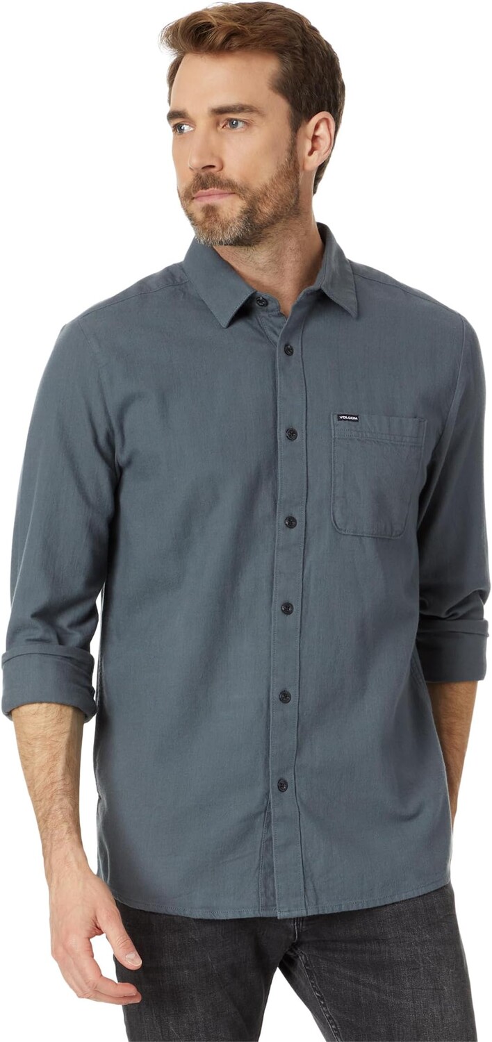 

Однотонная рубашка на пуговицах с длинными рукавами Caden Volcom, цвет Dark Slate